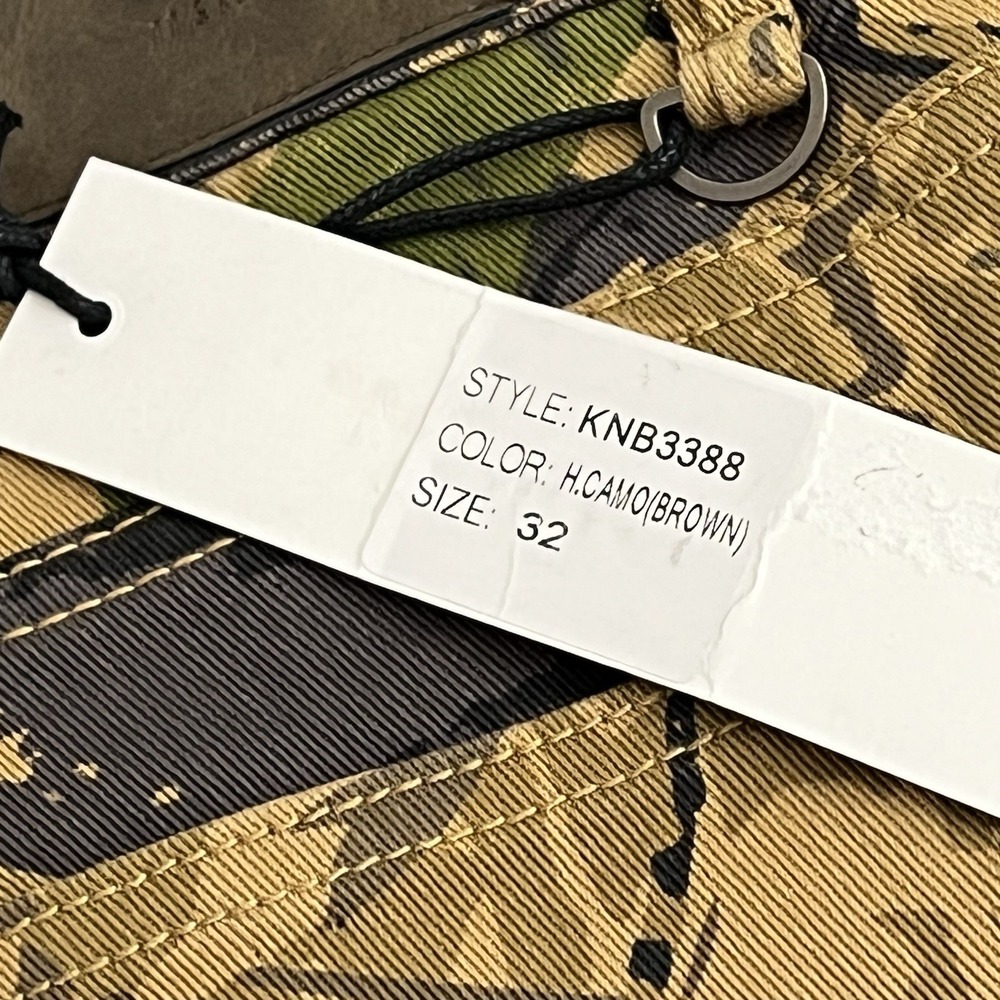 KDNK Mens Forest Camo Brown Pants 32/31.5 Skinny Ripped Patches Outdoor Jeans - Picture 15 of 16